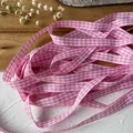 Rosa-weiß kariertes Gingham-Band für Bastelarbeiten und Geschenkverpackungen - Rosa