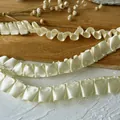 Cream satin ruffled trim fabric with silky pleated texture for DIY garment sewing - Number 11 Pale Yellow 5 Meters Long Approximately 1.2-1.5 Centimeters Wide.
