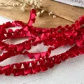 Vibrant red pleated satin ribbon trim with ruffled edge for DIY crafts and sewing - No. 13 Red Satin Style (5760403430304)