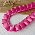 2.5cm bright pink pleated satin ribbon ruffle trim for DIY clothing and crafts decoration - Rose Red