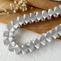 Silver grey pleated satin ribbon trim with ruffled accordion folds for sewing - Satin Pleated Stitched Style