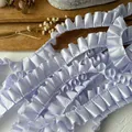 Light purple frilled satin ribbon trim with 2.5cm pleats for DIY craft clothing - Lilac