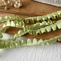 Pale green pleated satin ribbon lace trim for garment sewing and DIY handmade crafts - Fruit Green