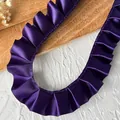 2.5cm wide dark purple pleated satin ribbon for garment design and DIY crafts decoration - Magic Purple