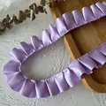 Purple pleated satin ribbon ruffle trim for DIY garment sewing and craft decor - Purple