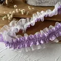 Detail von lila und weißem plissiertem Organza-Rüschenbesatz für DIY-Kleidung und Handwerk - Lila Organza Elastisch (5#)
