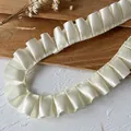 Creamy white 2.5cm pleated satin ribbon with ruffled edges for garment DIY design - #5 Length 3 Meters Width 2.5 Cm Single Side Light Yellow