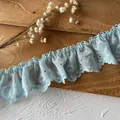 Hemelblauwe geplooide kantafwerking met hartpatroon voor doe-het-zelf naaien en kleding - Lengte 1m - Breedte 5cm / Blauw