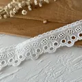 Pizzo di cotone bianco con delicato ricamo a ciliegia e bordi smerlati - Stile Ciliegia Traforato
