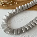 Silver grey 2.5cm pleated satin ribbon with organza ruffles for DIY sewing and crafts - Gray