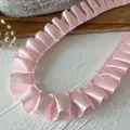 Light pink pleated satin ribbon with ruffles for DIY sewing and dress decoration - Pink