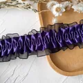 Pizzo elastico arricciato in raso viola e rete nera per eleganti lavori di cucito - Viola Magico