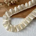 Creamy white 2.5cm pleated satin ribbon ruffle trim for DIY garment sewing and crafts - Custard Yellow