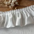 Elegante weiße doppellagige plissierte Satinspitze für DIY Nähen und Kleidung - Breite Version - Wollweiß
