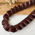 2.5cm wide dark brown pleated satin ribbon trim for DIY garment crafts and decoration - Dark Coffee