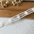Pizzo in cotone bianco ricamato a fiori con fiocco traforato per cucito creativo DIY - Stile Fiore a Sei Petali