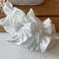 Elegante weiße doppellagige plissierte Spitzenborte für DIY-Nähen und Kleiderverzierung - Schmale Version - Wollweiß