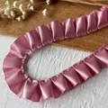 2.5cm pink pleated satin ribbon with ruffles for DIY doll clothing and crafts - Dusty Pink