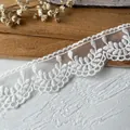 Pizzo ricamato in cotone bianco con motivo a foglie per cucito e artigianato fai da te - Stile Ricamo Foglia