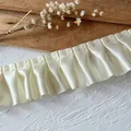 5cm ivoren geplooide satijnen kanten rand voor DIY-naaiwerk en cadeauverpakkingen - Lichtgeel