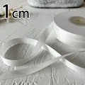 White double-sided satin ribbon 1cm wide for gift wrapping and DIY crafts - White