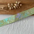 Nastro laser olografico con farfalle verde oliva per accessori fatti a mano - Verde Frutta Con Finitura Argentata Con Disegno A Farfalla Lungo 9 Metri E Largo 25 Cm (versione Migliorata).