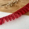 Vibrant red pleated organza lace trim for DIY garment sewing and skirt hem decoration - No. 10 Red Style (5760403430302)