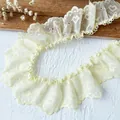 Geplooide bleekgele hartjeskant voor DIY-naaien en handgemaakte kledingdecoratie - Lengte 1m - Breedte 5cm / Lichtgeel