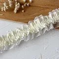 Creamy white elastic ruffled lace trim with satin finish for DIY garment sewing - Size 6 Approximately 1 Meter Long And 4 Centimeters Wide Light Yellow Elastic.