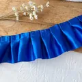 Dentelle en satin plissé bleu roi pour décoration de vêtements et couture DIY - Bleu Saphir
