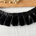 Garniture en dentelle plissée satin noir 5cm pour couture DIY et accessoires textiles - Noir