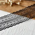 Elegant 8cm black floral lace trim for DIY dress necklines and skirt hem extensions - Style Seven Extra Wide Black