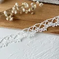 Encaje blanco soluble en agua con diseño floral hueco para manualidades y costura - Estilo de Malla de Pétalos