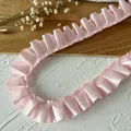 Nastro di raso plissettato rosa tenue per fai da te e decorazione vestiti per bambole - No. 4 Rosa Singolo Lato / Rosa