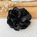 Accesorio camelia de satén negro 3D hecho a mano para costura DIY y adornos de pelo - Negro