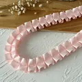 Nastro di raso rosa increspato per vestiti di bambole fai-da-te e progetti decorativi - No. 6 Rosa Doppio Lato / Rosa