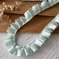 Pleated mint green satin lace trim with ruffle design for DIY garment sewing decoration - Style 8 Single Side Mint Green Satin Pleated Ribbon