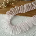 Pizzo in organza plissettato rosa per vestiti di bambole e accessori Lolita - No. 10 Rosa Largo / Rosa