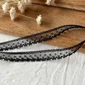 Detailed black eyelash lace trim for DIY sewing and handcrafted doll clothing decoration - Style Seventeen Black Thin