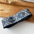 Nastro blu scuro con motivo a scacchi argento e corone per materiali fai-da-te - 4.5m x 2.5cm / Blu navy