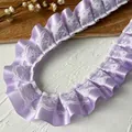 Ruban de satin plissé violet clair de 3m avec bordure en dentelle pour loisirs créatifs - Violet