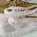 Light pink ruffled organza lace ribbon for DIY crafts and Lolita clothing accessories - No.8 Thin Pink (Long) / Pink