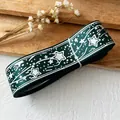 Ruban vert foncé avec motif d'étoiles argentées pour DIY et emballage de cadeaux - Style Court / Vert Foncé