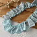 Light blue ruffled lace trim with heart pattern and scalloped edges for DIY sewing projects - No.15 Heart Hollow Out (A) / Blue