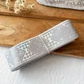 Holographic gray ribbon with diamond pattern for DIY crafts and handmade accessories - Gray