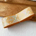 Orange checkerboard ribbon with silver hot stamping for DIY bows and gift wrapping - Orange
