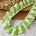 Πράσινη και λευκή πλισέ δαντέλα gingham με βολάν για ράψιμο DIY και χειροτεχνίες - Στυλ 12 Πράσινο του Χόρτου Καρό Βολάν Κορδέλα