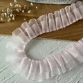 Pink double-layered organza pleated lace trim for DIY doll clothes and craft decor - No.11 Double Layer Pink