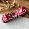 Ruban rouge avec imprimé étoiles et lunes holographiques pour décoration DIY - Rouge