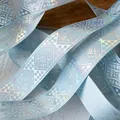 Light blue iridescent ribbon with holographic star and checkerboard patterns - Light Blue